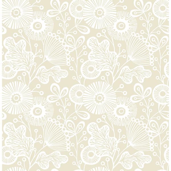 Ana Cream Floral Paper Strippable Wallpaper (Covers 56.4 sq. ft.)