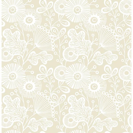 Ana Cream Floral Paper Strippable Wallpaper (Covers 56.4 sq. ft.)