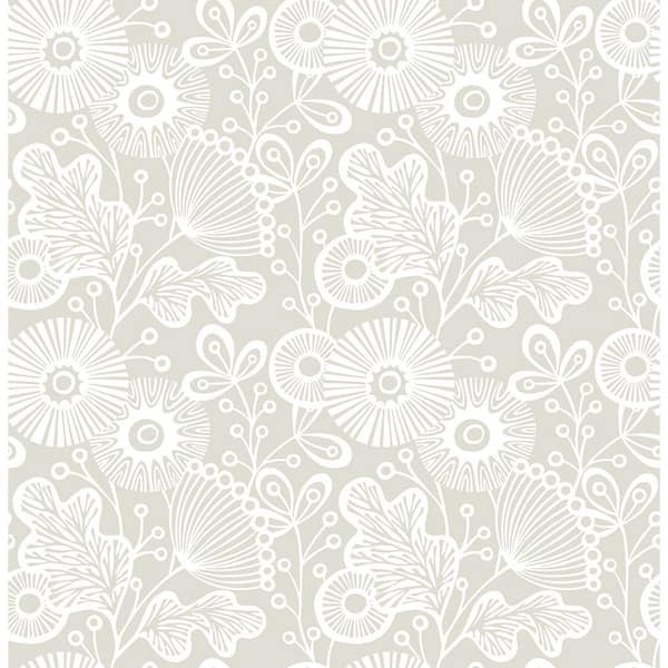 Ana Taupe Floral Paper Strippable Wallpaper (Covers 56.4 sq. ft.)