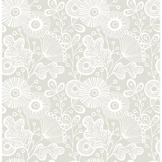 Ana Taupe Floral Paper Strippable Wallpaper (Covers 56.4 sq. ft.)