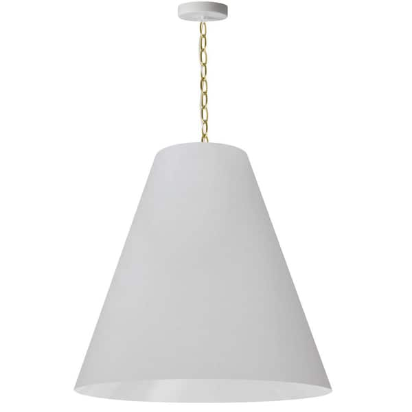 Anaya 1-Light Aged Brass Pendant with White Fabric Shade