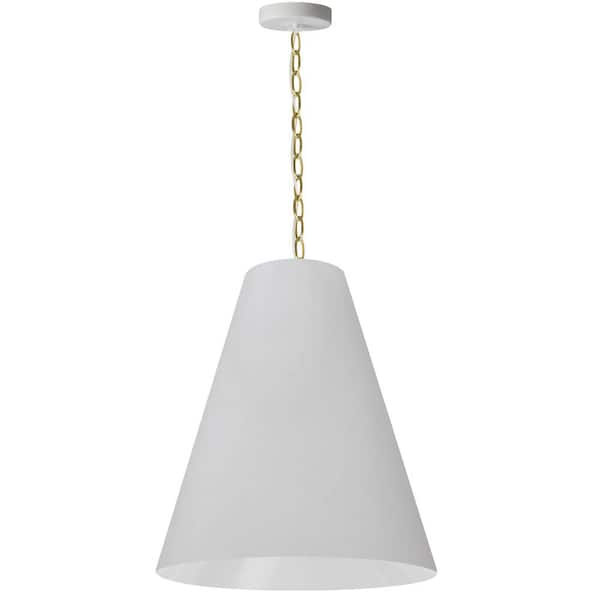 Anaya 1-Light Aged Brass Pendant with White Fabric Shade