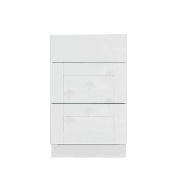 Anchester Assembled 12x34.5x24 in. Base Cabinet with 3 Drawers in Classic White