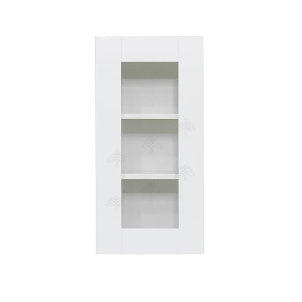 Anchester Assembled 15 in. x 30 in. x 12 in. Wall Mullion Door Cabinet with 1-Door 2-Shelves in White