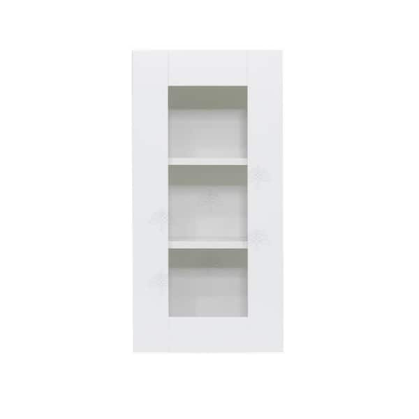 Anchester Assembled 18 in. x 36 in. x 12 in. Wall Mullion Door Cabinet with 1-Door 2-Shelves in White