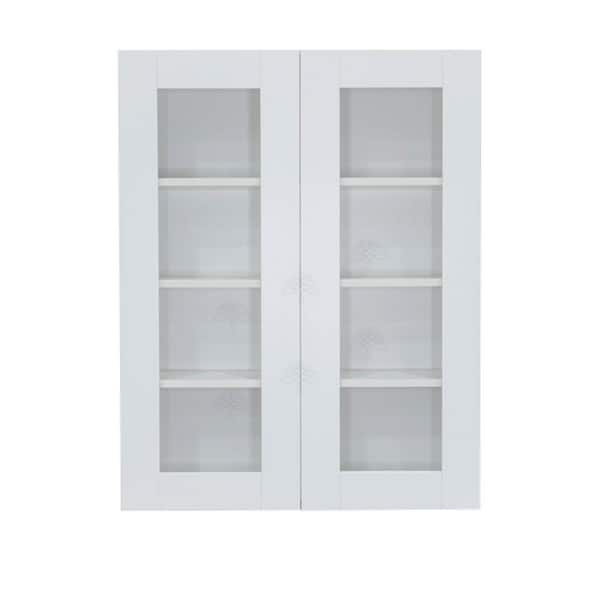 Anchester Assembled 27 in. x 42 in. x 12 in. Wall Mullion Door Cabinet with 2-Doors 3-Shelves in White