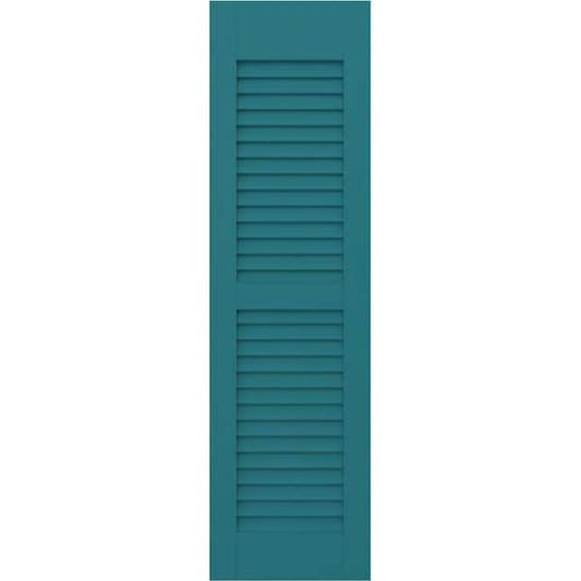 Americraft 15 in. W x 49 in. H 2-Equal Louver Exterior Real Wood Shutters Pair in Antigua