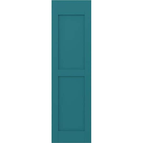 Americraft 15 in. W x 77 in. H 2-Equal Flat Panel Exterior Real Wood Shutters Pair in Antigua