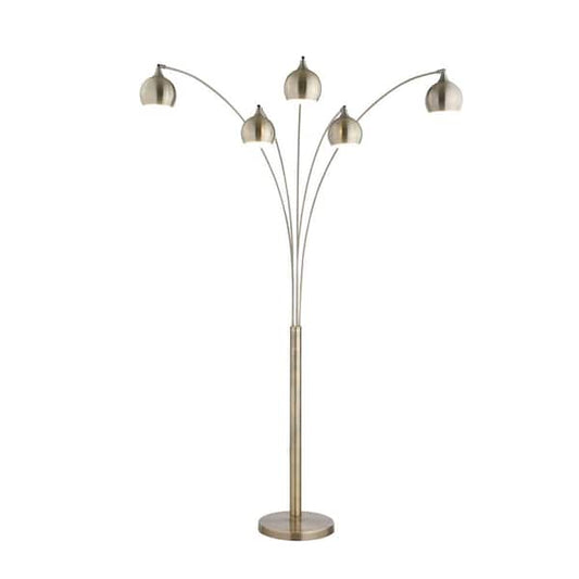 Amore 86 in. Antique Satin Brass LED Arch Floor Lamp with Dimmer