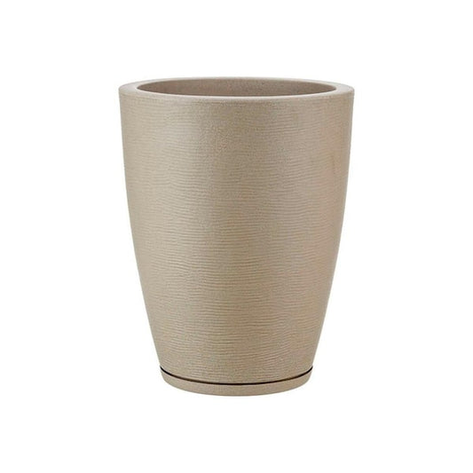 Amsterdan Medium Beige Stone Effect Plastic Resin Indoor and Outdoor Planter Bowl