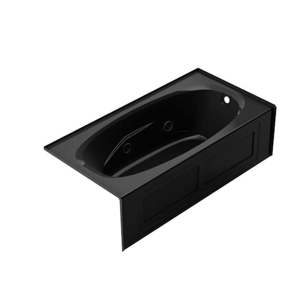 AMIGA 72 in. x 36 in. Acrylic Right-Hand Drain Rectangular Alcove 2-Panel Whirlpool Bathtub in Black