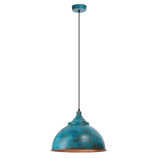 Anatole 1-Light Blue Patina Shaded Hanging Pendant Light