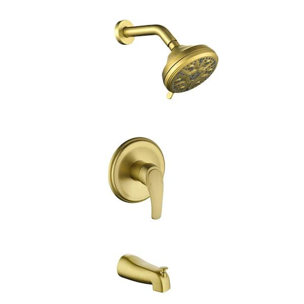 Ami Single Handle 10 -Spray Tub and Shower Faucet 1.8 GPM in. Spot Defense Brushed Gold Pressure Balance Valve Included