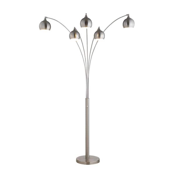 Amore 86 in. Brushed Nickel LED Arc Floor Lamp with Dimmer