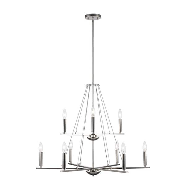 Amreen 9-Light Brushed Nickel Tiered Candle Chandelier Light Fixture