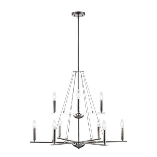 Amreen 9-Light Brushed Nickel Tiered Candle Chandelier Light Fixture