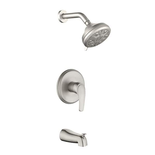 Ami Single Handle 10-Spray Tub and Shower Faucet 1.8 GPM in. Spot Defense Brushed Nickel Pressure Balance Valve Included