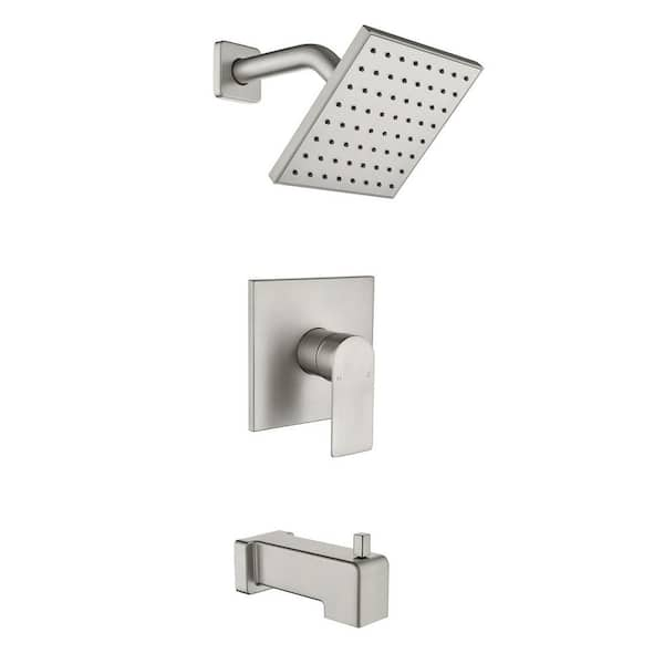 Ami Single-Handle 2-Spray Tub and Shower Faucet 1.8 GPM with 6 in. Shower Head in Brushed Nickel (Valve Included)