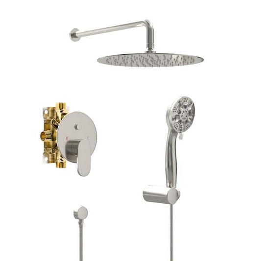 Ami Single Handle 2-Spray 10 in. Wall Mount Shower Faucet 1.8 GPM with Pressure Balance Valve in. Brushed Nickel