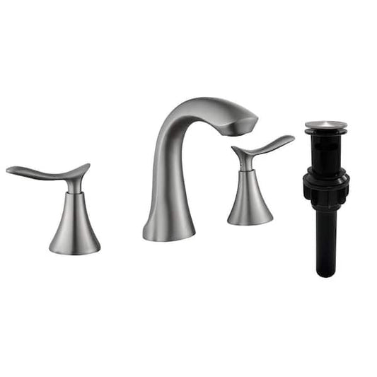 Ana 8 in. Widespread 2-Handle Bathroom Faucet with Drain Kit Included in Brushed Nickel