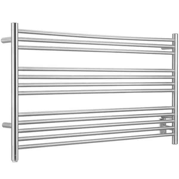 Amplia Dual 12-Bar Hardwired and Plug-In Electric Towel Warmer in Brushed Stainless Steel