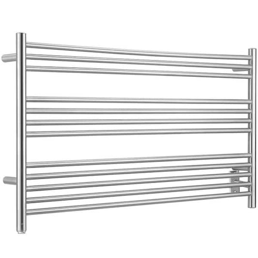 Amplia Dual 12-Bar Hardwired and Plug-In Electric Towel Warmer in Brushed Stainless Steel