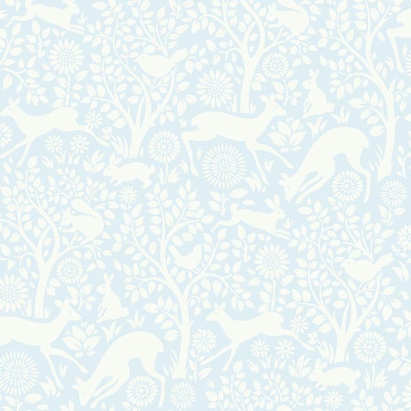 Anahi Light Blue Forest Fauna Light Blue Paper Strippable Roll (Covers 56.4 sq. ft.)