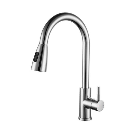 Amuring Single-Handle Pull Out Sprayer Kitchen Faucet with cUPC Certification in Stainless Steel in Chrome