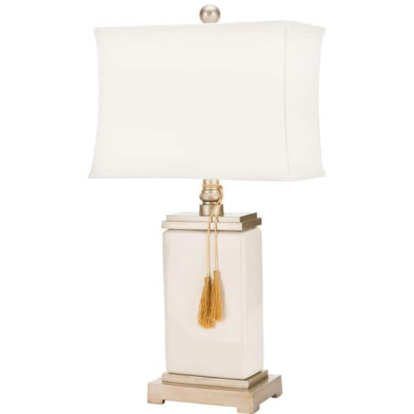 Amiliana 29.5 in. Cream White Tassel Table Lamp with Off-White Shade