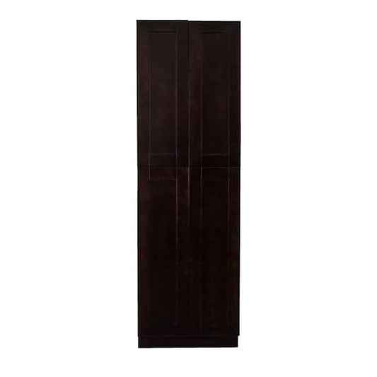 Anchester Assembled 24 in. x 96 in. x 24 in. Tall Pantry with 4 Doors in Dark Espresso