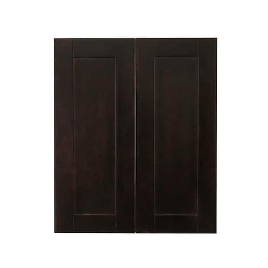 Anchester Assembled 24 in. x 36 in. x 12 in. Wall Cabinet with 2 Doors 2 Shelves in Dark Espresso