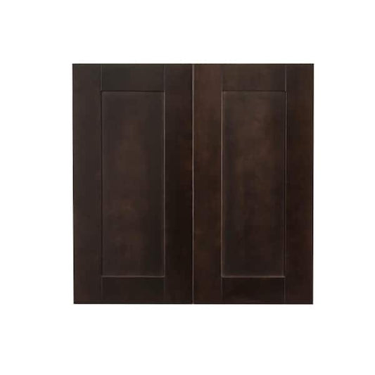 Anchester Assembled 27 in. x 30 in. x 12 in. Wall Cabinet with 2 Doors 2 Shelves in Dark Espresso