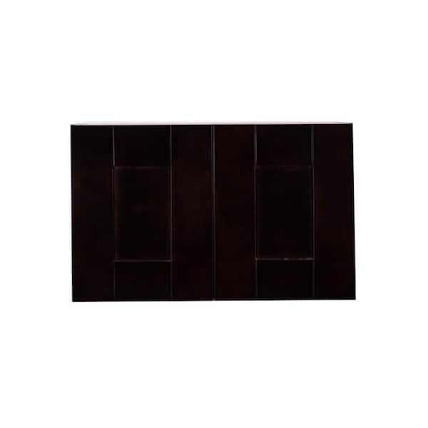 Anchester Assembled 30 in. x 15 in. x 12 in. Wall Cabinet with 2 Doors No Shelf in Dark Espresso