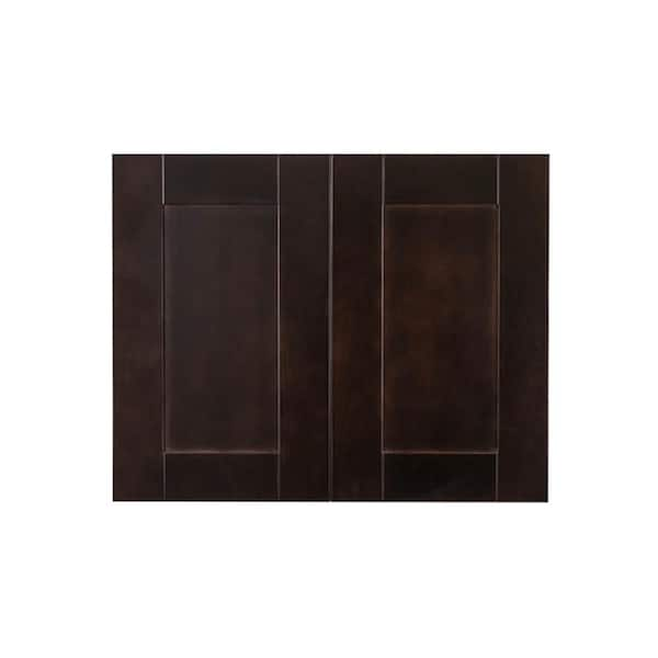 Anchester Assembled 30 in. x 24 in. x 12 in. Wall Cabinet with 2 Doors 1 Shelf in Dark Espresso