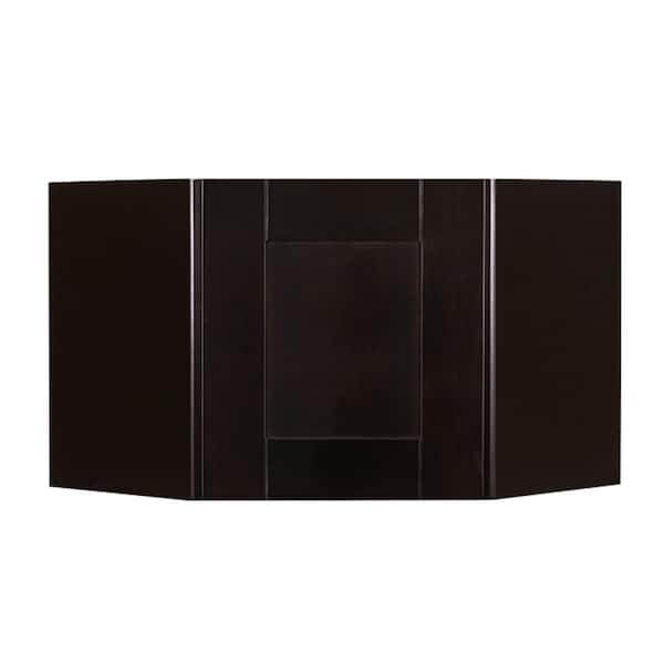 Anchester Assembled 24x15x12 in. Wall Diagonal Cabinet with 1 Door in Dark Espresso