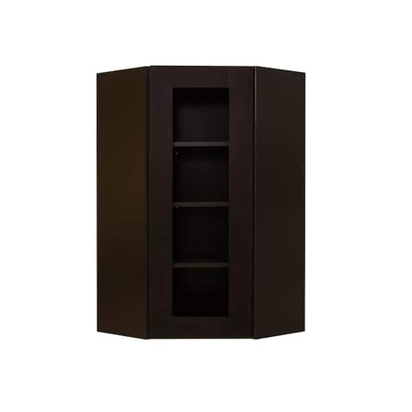 Anchester Assembled 24x42x12 in. Wall Diagonal Mullion Door Cabinet with 1 Door 3 Shelves in Dark Espresso