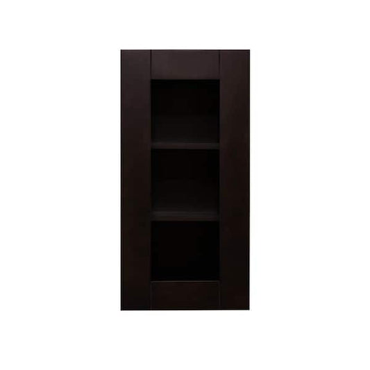 Anchester Assembled 12 in. x 30 in. x 12 in. Wall Mullion Door Cabinet with 1 Door 2 Shelves in Dark Espresso