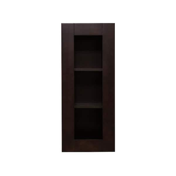 Anchester Assembled 12 in. x 36 in. x 12 in. Wall Mullion Door Cabinet with 1 Door 2 Shelves in Dark Espresso