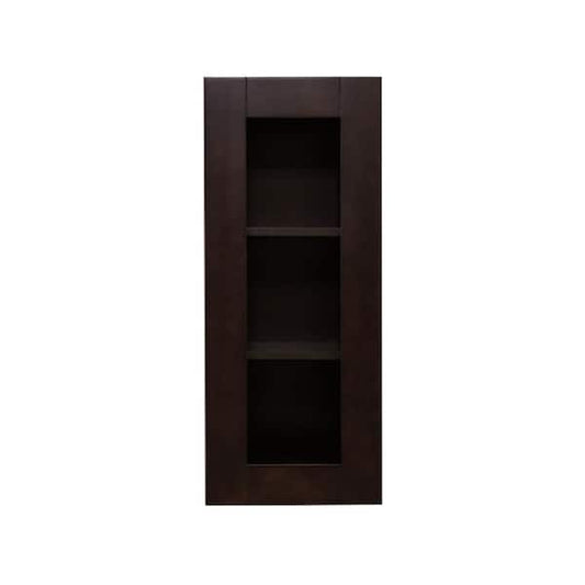 Anchester Assembled 15 in. x 36 in. x 12 in. Wall Mullion Door Cabinet with 1 Door 2 Shelves in Dark Espresso