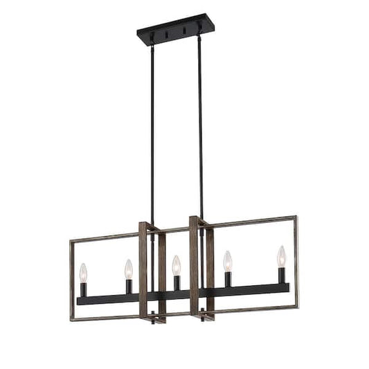 Amiens 5-Light Darkwood/Black Linear Pendant