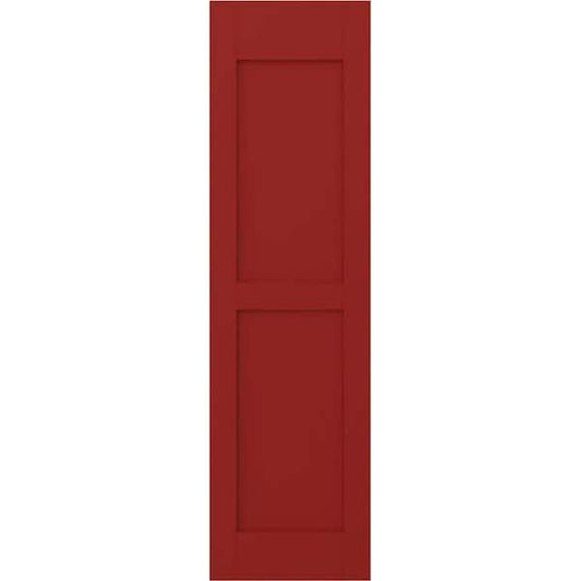 Americraft 15 in. W x 70 in. H 2-Equal Flat Panel Exterior Real Wood Shutters Pair in Fire Red