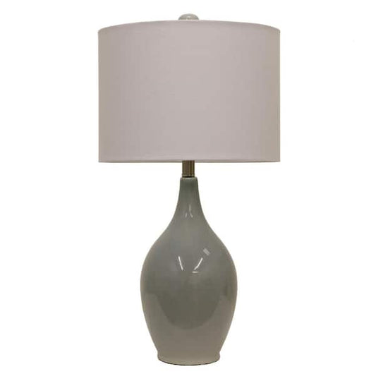 Anabelle Ceramic 27 in. French Blue Table Lamp with Linen Shade