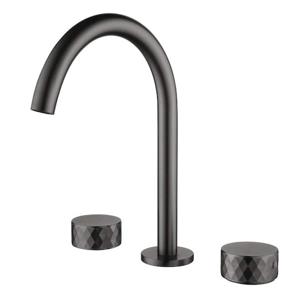 Amii 8 in. Widespread High Arc- Double Handle Bathroom Faucet in Gunmetal Gray