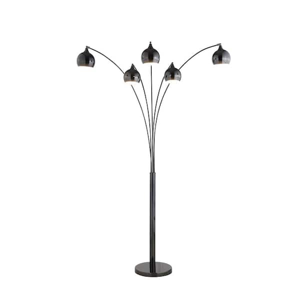 Amore 86 in. Jet Black LED Arc Floor Lamp with Dimmer