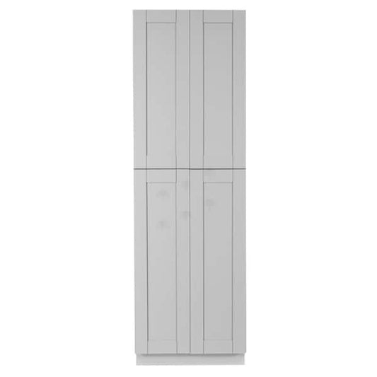 Anchester Assembled 30 in. x 96 in. x 27 in. Tall Pantry with 4 Doors in Light Gray