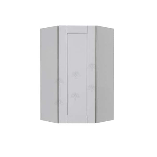 Anchester Assembled 24x42x12 in. Wall Diagonal Corner Cabinet with 1 Door 3 Shelves in Light Gray