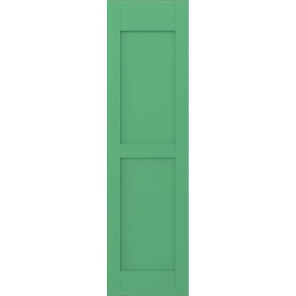 Americraft 15 in. W x 69 in. H 2-Equal Flat Panel Exterior Real Wood Shutters Pair in Lily Pads