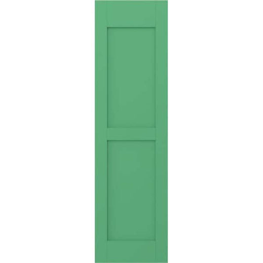 Americraft 15 in. W x 69 in. H 2-Equal Flat Panel Exterior Real Wood Shutters Pair in Lily Pads