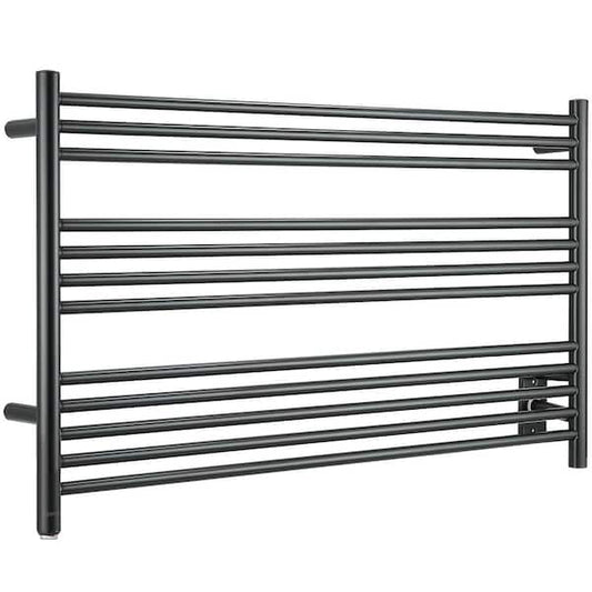 Amplia Dual 12-Bar Hardwired and Plug-In Electric Towel Warmer in Matte Black