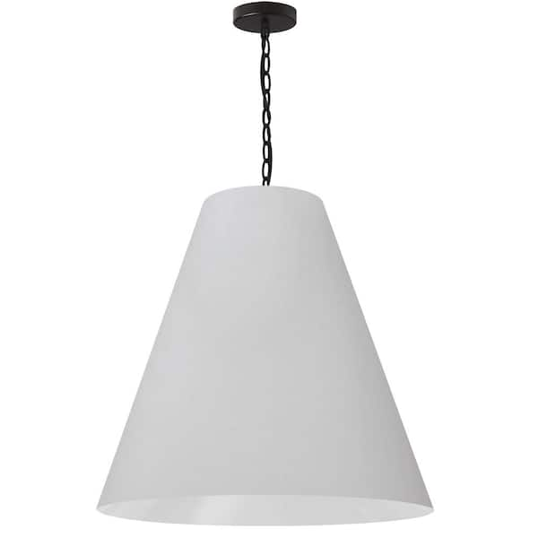 Anaya 1-Light Matte Black Pendant with White Fabric Shade